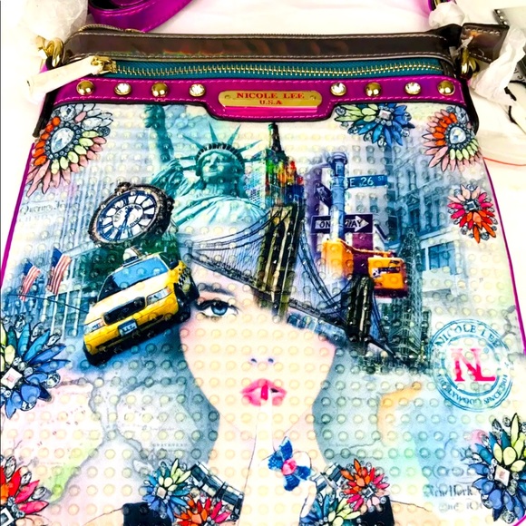 Nicole Lee Cross-body Print New York Handbag - Picture 5 of 12